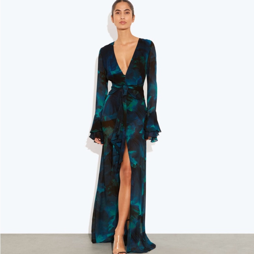 Rat & Boa Deep Blue and Green Long Sleeve Dress